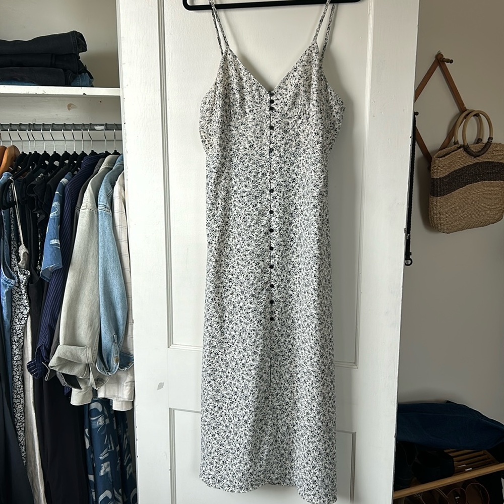 Zara Black and White Floral Midi Dress